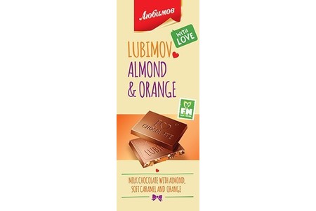Отзыв на Молочный шоколад Любимов Milk chocolate with almond, soft caramel & orange